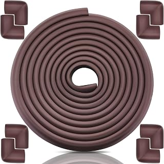 Baby Proofing Edge Corner Protectors for Furniture, 18ft Edge + 8 Corners | Soft Thick Rubber Foam Bumper, 18.1ft Edge Strips + 8 Corner Guards for Furniture, Fireplace, Cabinet &amp; Wall Sharp Corners