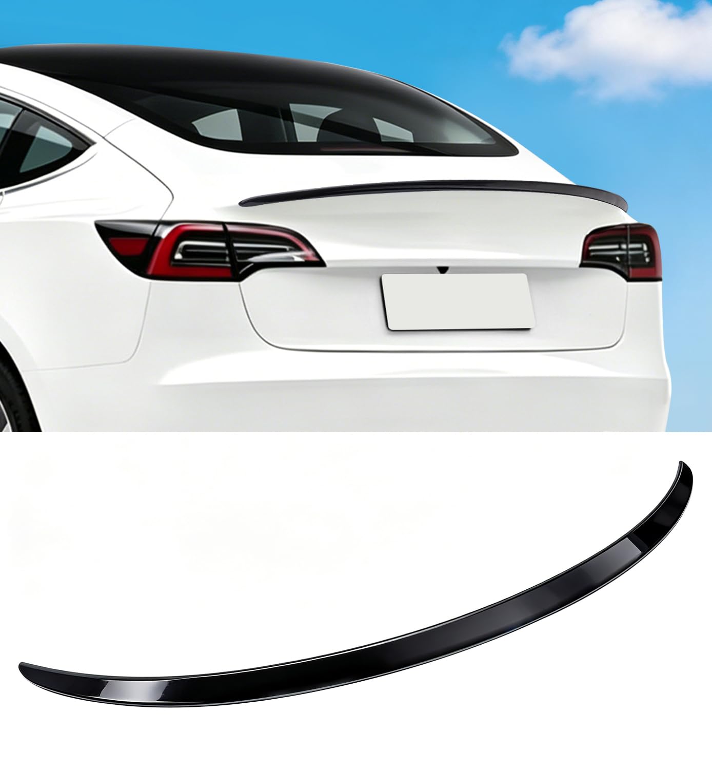 Xprite Rear Spoiler Compatible with 2017-2023 Tesla Model 3 Trunk Lip Wing | OEM