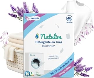 Natulim - Detergent Strips for Washing Machine - 40 Washes (Lavender) | Includes Softener, Eco-Friendly, Hypoallergenic, Made In Spain - Clean and Soft Clothes without making the Earth dirty