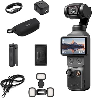 DJI Osmo Pocket 4 Fill Light Combo | 1″ CMOS & 4K/240fps, 3‑Axis Stabilization, 2× Lossless Zoom, 107GB Built‑In Storage, Handle With 1/4″ Thread