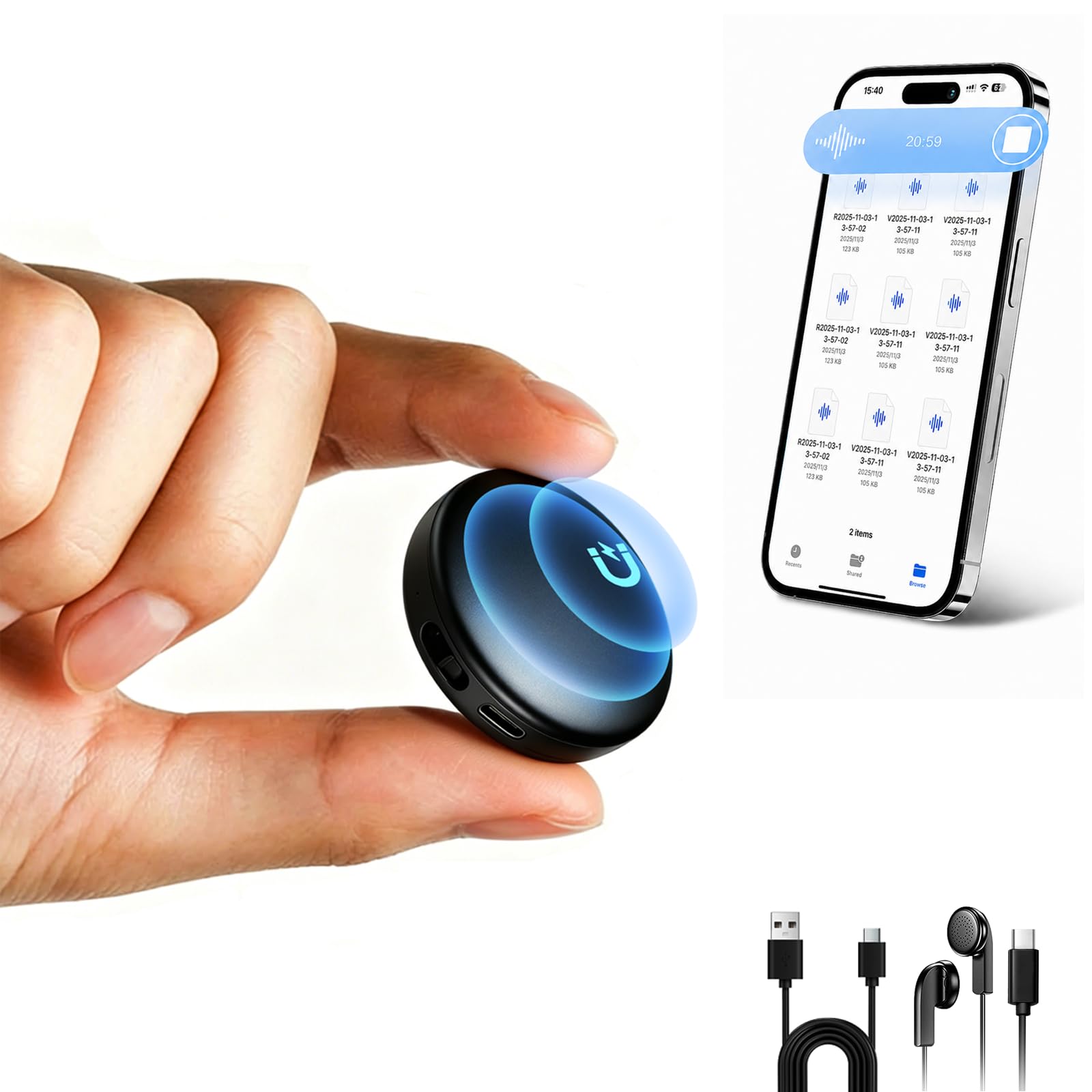 72GB(5200Hrs) Voice Activated Recorder with Magnetic Design & Easy Playback | 74