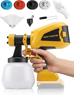 HOYOA Cordless Paint Sprayer Gun Compatible with DEWALT 20V Battery, 1300ml | 4 Nozzles & 3 Spray Patterns, HVLP Spray Gun, Easy Cleanup, for Furniture, Fence, Walls, Doors, Interior & Exterior Painting