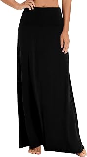 EXCHIC Women's Comfortable Elastic High Waist Maxi Skirt Boho Flared A-Line Long Yoga Skirts