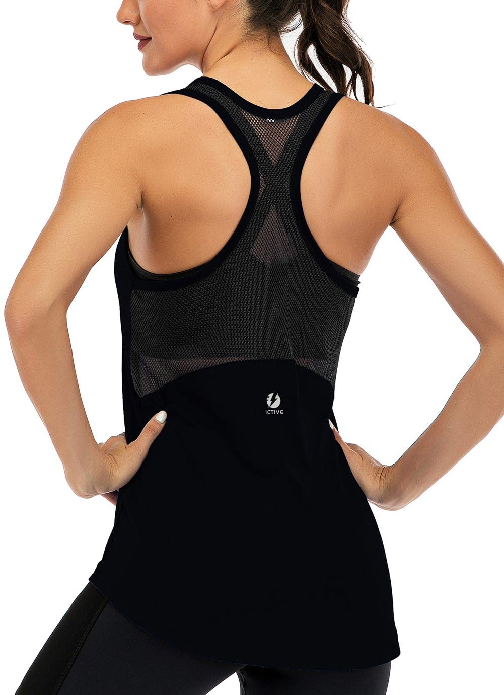 Fihapyli ICTIVE Women's Sleeveless Yoga Tank Top, Mesh Back Fitness Top, Lightwe