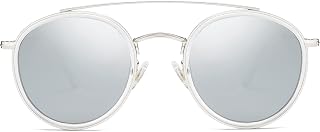 SojoS SUNSET Sunglasses Round Polarized Lens Mirror Lens UV Protection, silver/silver