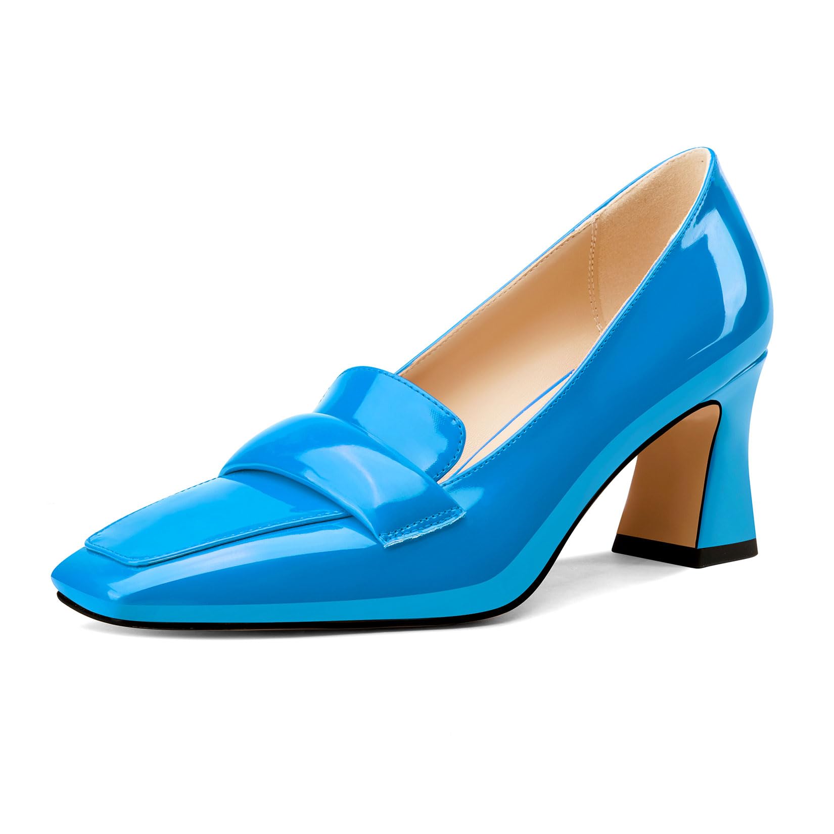Castamere Women's Chunky Mid Width Square Heel Pointed Pumps Slip-on Office Dres