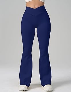 Yoga Pants Women High Waist Flared Leggings Slim Fit Bell Bottom Workout Pants Stretch V Waist Bootcut Activewear