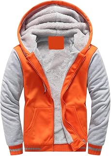 Men's Hoodie with Zip, Long Sleeve Hooded Jacket, Winter Warm Fleece Inner Sweatshirt, Plus Thick Fleece Jacket, Sweat Jacket with Hood