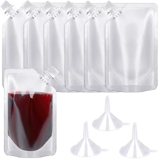 24 Pcs Plastic Flasks, 8 Oz Concealable and Reusable Drink Pouches, Leak-Proof Food Grade Plastic for Travel (8OZ-24PCS +3 Funnels)