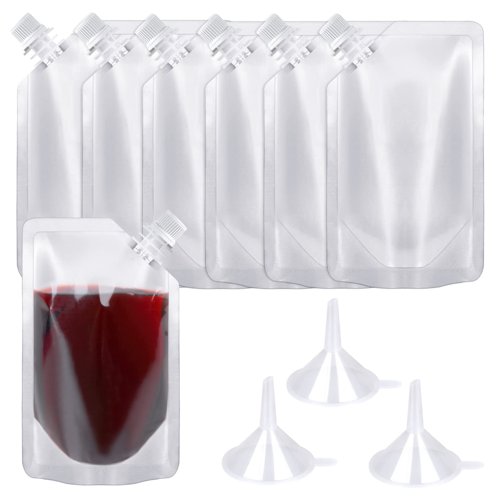 24 Pcs Plastic Flasks, 8 Oz Concealable and Reusable Drink Pouches, Leak-Proof F