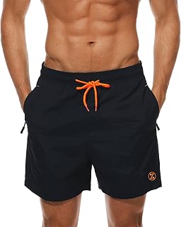 ZOXOZ Men's Swimming Pool Swimming Pool Swimming Costume with Pockets Zip Waterproof Mesh Lining