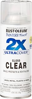 Rust-Oleum Painter's Touch 2X Ultra Cover Spray Paint, Gloss Clear | Indoor and Outdoor Surfaces (Metal, Wood, Plastic), Fast Dry, Durable, Sprays from Any Angle, Comfort Tip, Oil Based