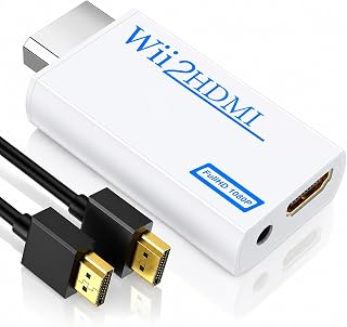GANA Wii to HDMI Converter, 1080P Wii HDMI Adapter with 3.5mm Audio Jack | Plug and play, supports all Wii display modes, compatible with Wii/Wii U, HDTVs, monitors and projectors