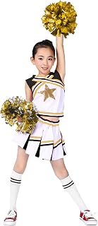 LOLANTA Girls Cheerleader Costume, Carnival or Sports Event Fancy Dress Up with Pom Poms Dress, 4-13 Years
