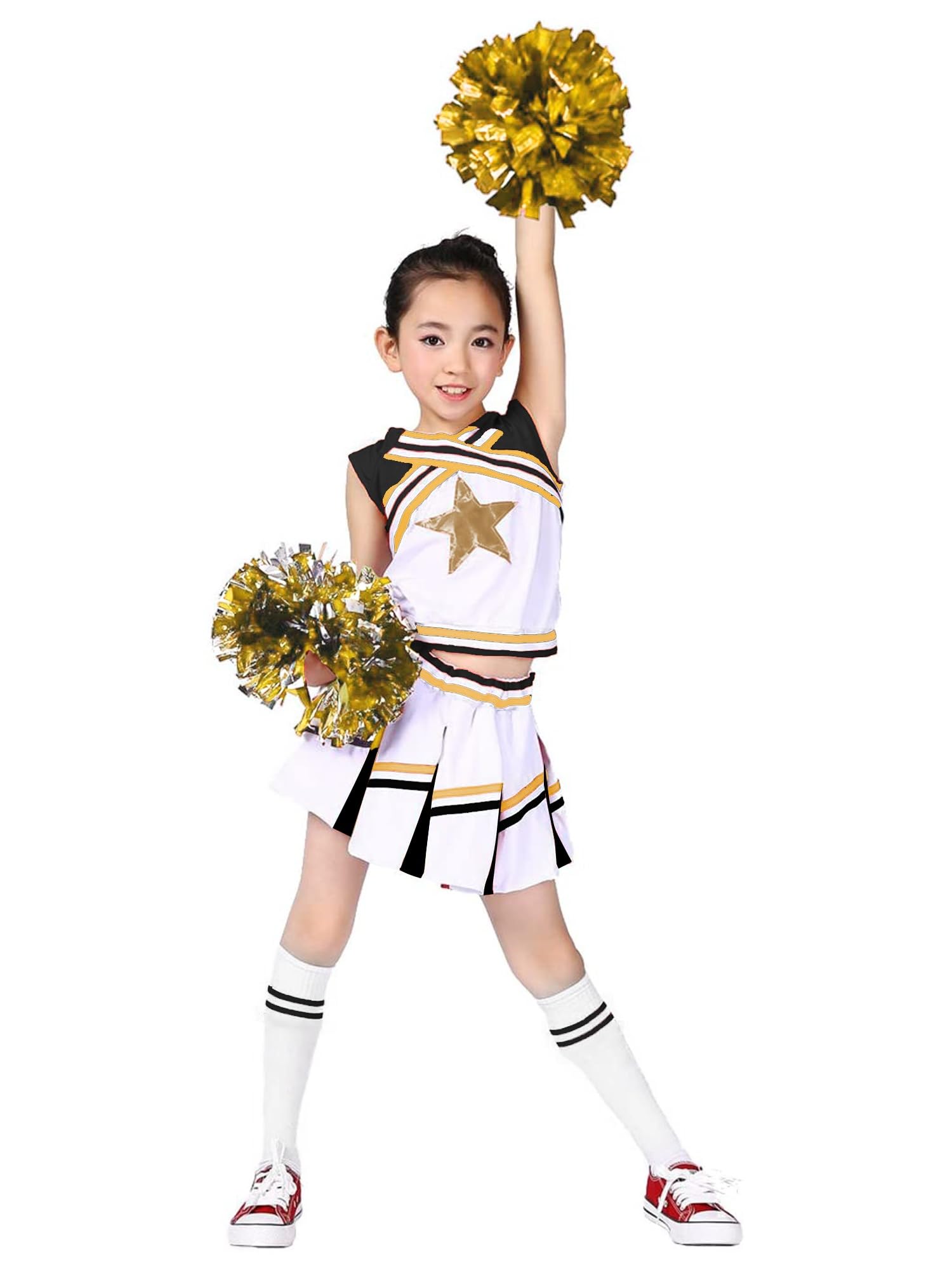 LOLANTA Girls Cheerleader Costume, Carnival or Sports Event Fancy Dress Up with 