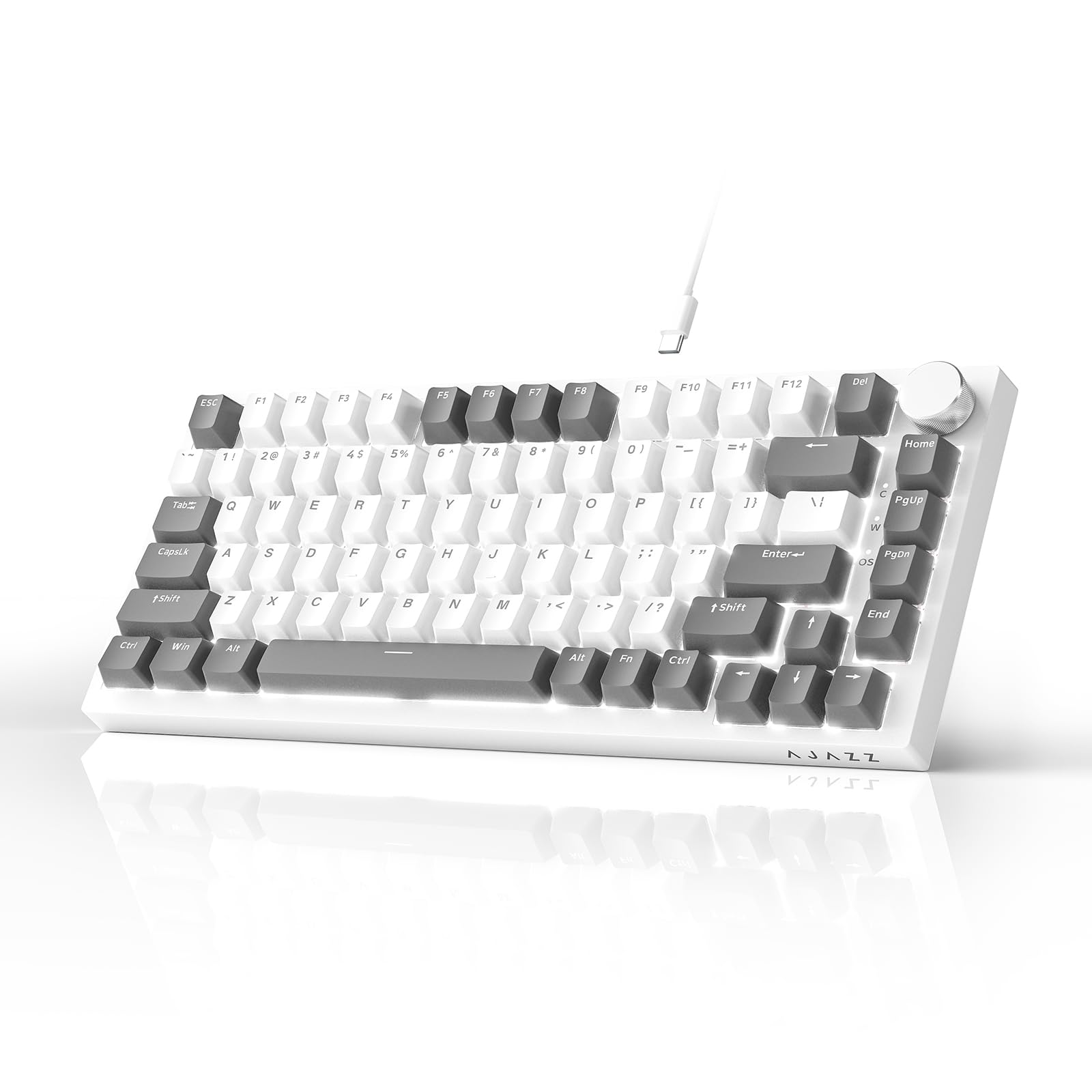 AJAZZ AK820 Mechanical Keyboard, 75% Hot Swappable Wired Keyboard with Volume Co