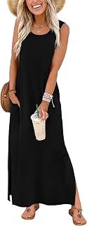Maxi Dress Summer Dresses 2026 Beach Vacation Clothes Sleeveless Sundresses with Pockets Boho S-2XL