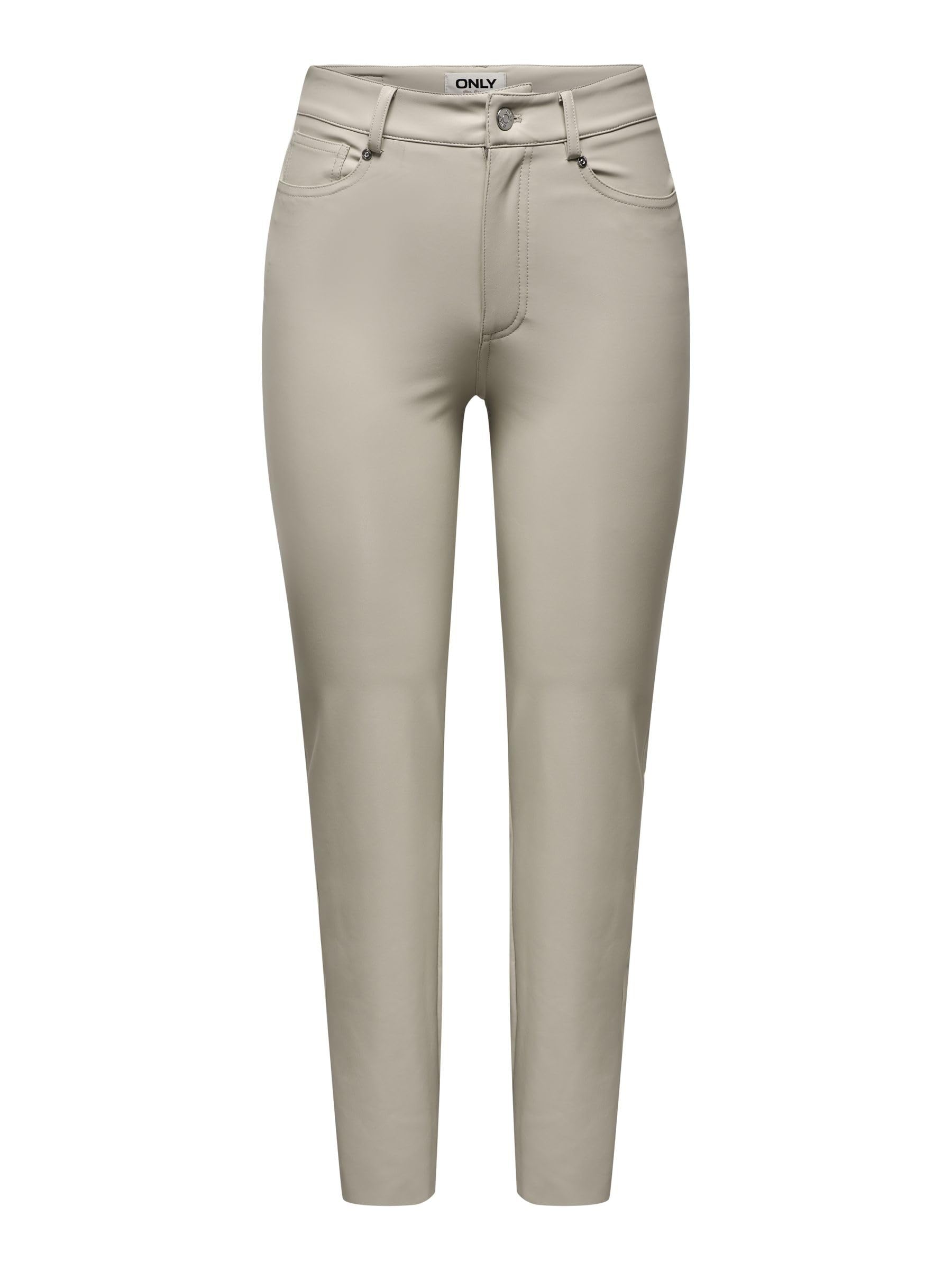 ONLY Women's Onlemily Hw St ANK Faux Leather PNT Noos Trousers, black, s