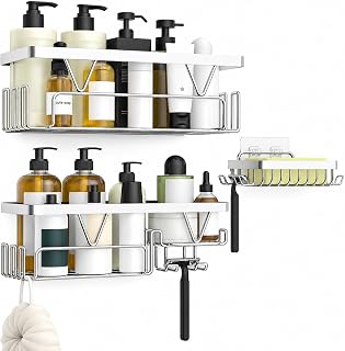 KEGII Shower Shelf without Drilling – Bathroom Storage with Soap Dish, Suitable for Bathrooms and Kitchens