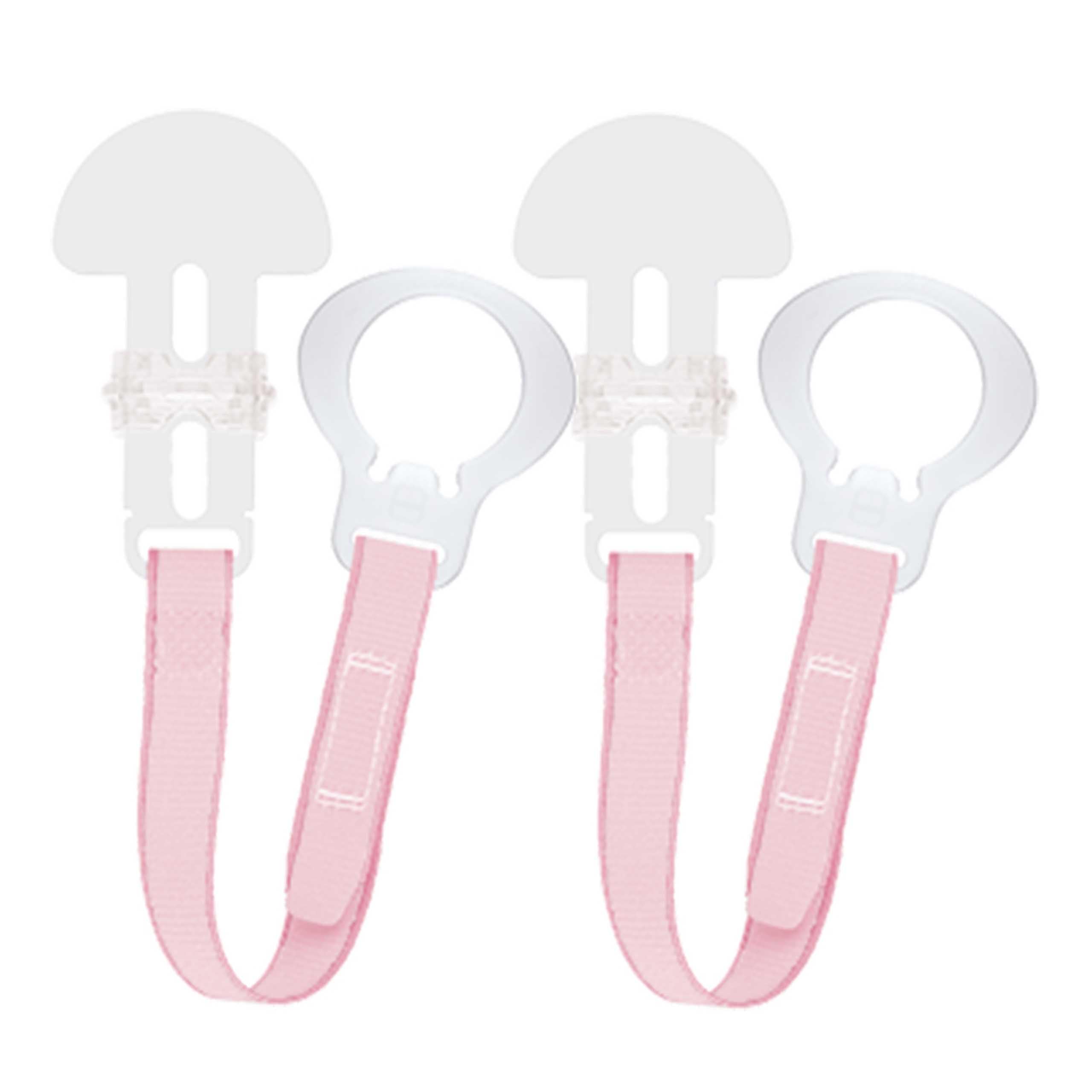 MAM Dummy Clip, 2 Pack, Plain Pink (Dummies Not Included) | Baby Soother Clips F