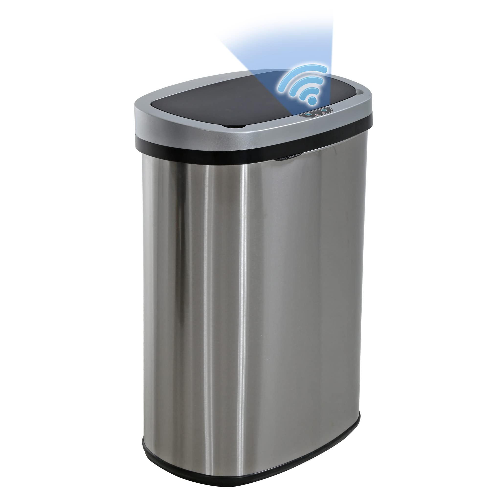 BestOffice | 13 Gallon Stainless Steel Trash Can with Lid | Steel | Automatic To
