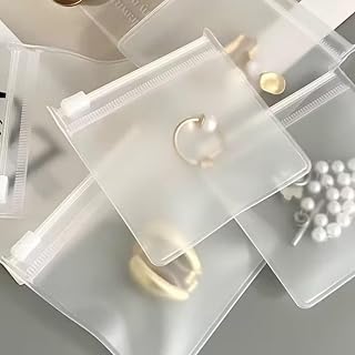 10 Pieces Frosted Clear EVA Jewelry Storage Bags with Zipper (3.5" x 3.5") - Durable, Reusable and Sturdy Organizer Bags for Jewelry, Small Parts and Supplies