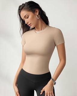 Women's Fashion Basic Slim Fit Crew Neck Short Sleeve Shirts