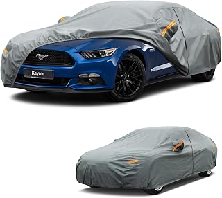 Kayme Heavy Duty Car Cover Custom Fit for Ford Mustang/Shelby/Mustang GT GT350 GT500 (1965-2026) Waterproof All Weather, Outdoor Full Exterior Covers Sun Rain UV Protection with Storage Bag.