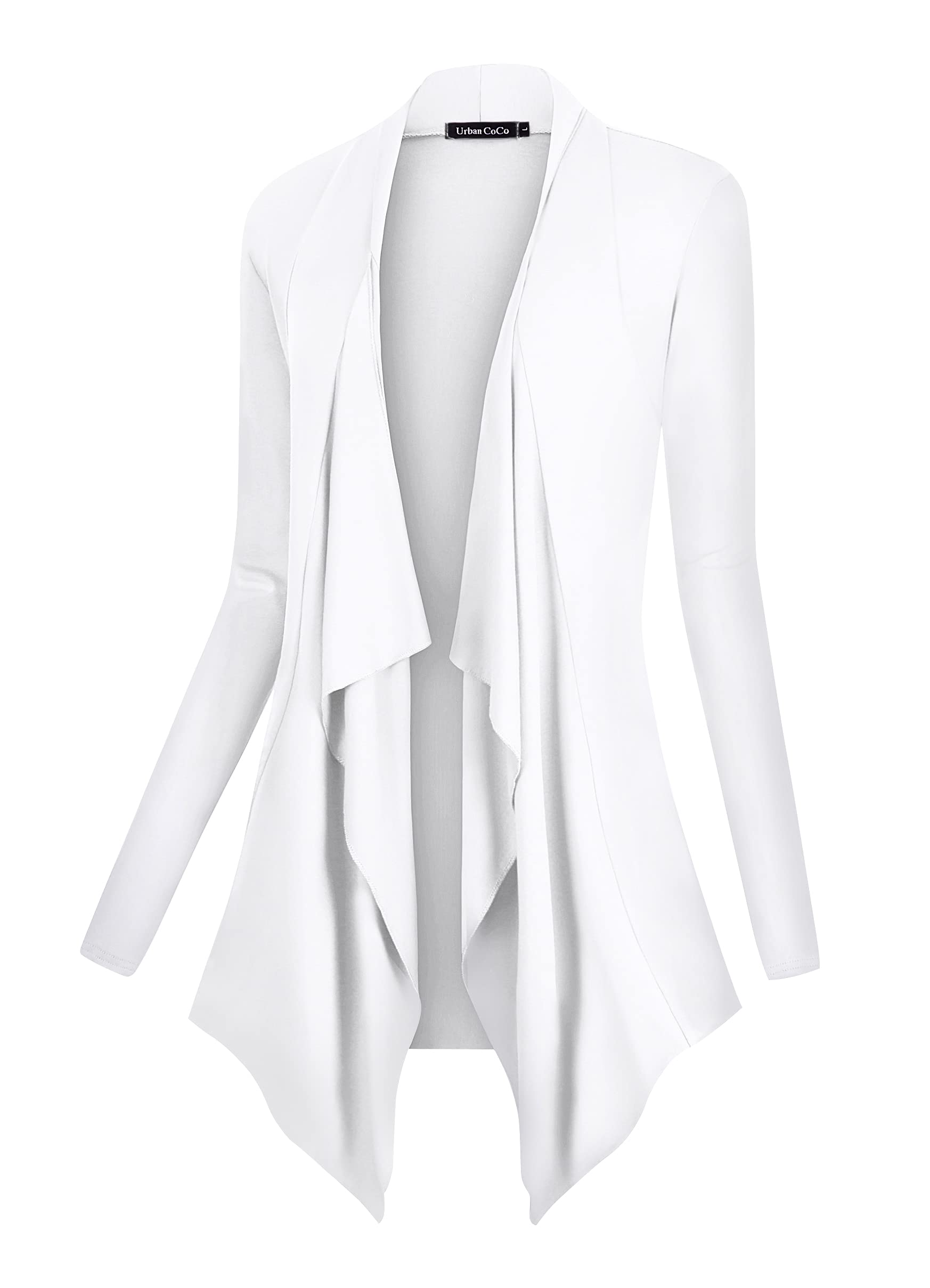 Urban CoCo Women's Drape Front Open Cardigan Long Sleeve Irregular Hem