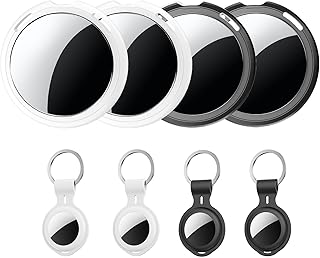 4 Pack Apple MFi Certified Tracker Tags Works with Apple Find My (iOS Only) | Bluetooth Item Finder Replaceable Battery Waterproof Smart Tag for Keys Wallet Pets Backpack Luggage Bags Worldwide Tracking