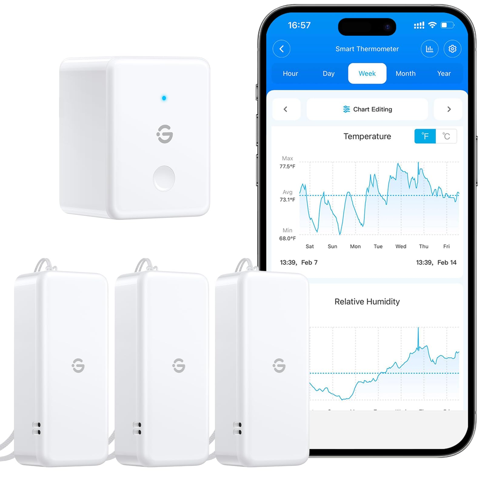 GoveeLife Room Thermometer Hygrometer 3Pack, WiFi Wireless Humidity Sensor | App