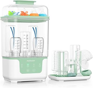 Momcozy Electric Bottle Sterilizer and Dryer, Holds 6 Bottles, 4 in 1 Device for Baby Bottles, Accessories and Breast Pumps, with Drying Stand Included