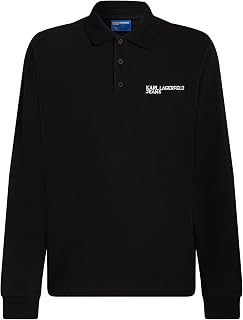 Karl Lagerfeld Jeans Men's Regular Long Sleeve Pique Polo Shirt