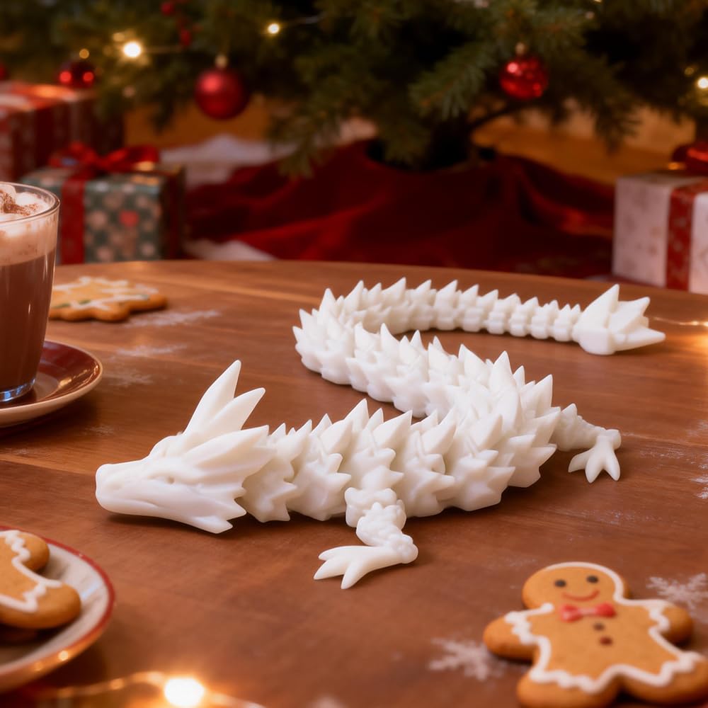 3D White Dragon Figurine Collectible Figurine for Home Office Decoration