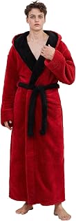 PUTUO Men's Winter Bathrobe: Fleece Winter Hooded Bathrobe for Men - Warm Microfiber Bathrobe for Men