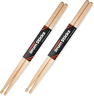 2 Pairs Drum Sticks 5A, Professional Classic Maple Wood Drumsticks, Wood Tip for Acoustic Drums or Electronic Drums, Adults, Kids and Beginners (2Pairs)
