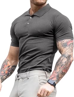 Lehmanlin Men's Long-Sleeved Short-Sleeved Sports T-Shirt, Elastic V-Neck, Muscle Fit, Casual Underwear