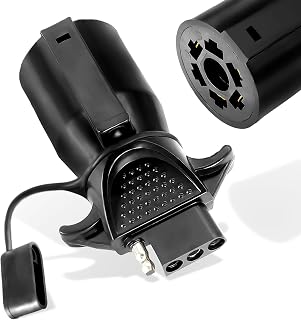Agrieyes TM8006C 7 Pin to 4 Pin Trailer Adapter | 7 Way Blade to 4 Way Flat Trailer Plug, Waterproof Connector for RV Truck Caravan Utility Tow Vehicles