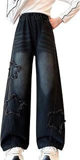 Girls Baggy Jeans Y2K Wide Leg Casual Ripped Cargo Jeans for Kid Teens Size 5-14 yrs