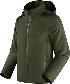 SwissWell Men's Softshell Hiking Jacket Outdoor Multifunctional Windproof Waterproof Winter Warm Jackets with Hood with Pockets for Camping