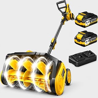 Brushless 40V Cordless Snow Shovel, 16" Electric Snow Blower with 2×4.0Ah Batteries & Fast Charger, 30FT Throw Distance for Driveway, Deck, Patio & Walkway，Yellow