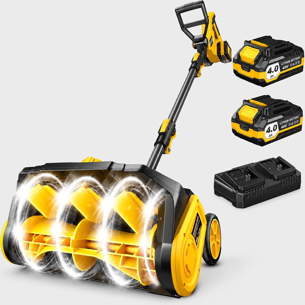 Brushless 40V Cordless Snow Shovel, 16" Electric Snow Blower with 2×4.0Ah Batter