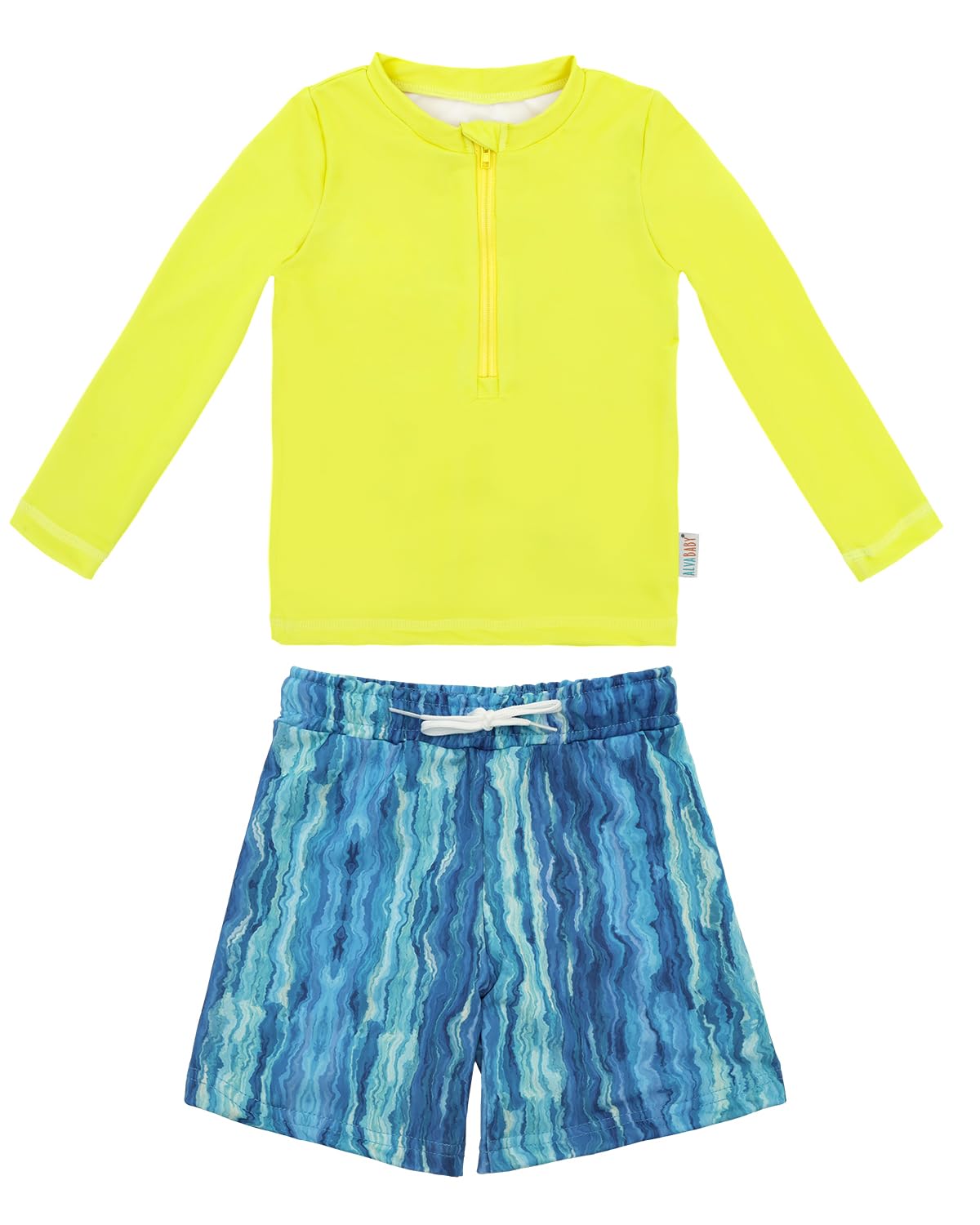 ALVA Baby Boys Rash Guard Sets 2 Piece Bathing Suit Swim Trunks Long Sleeve Baby