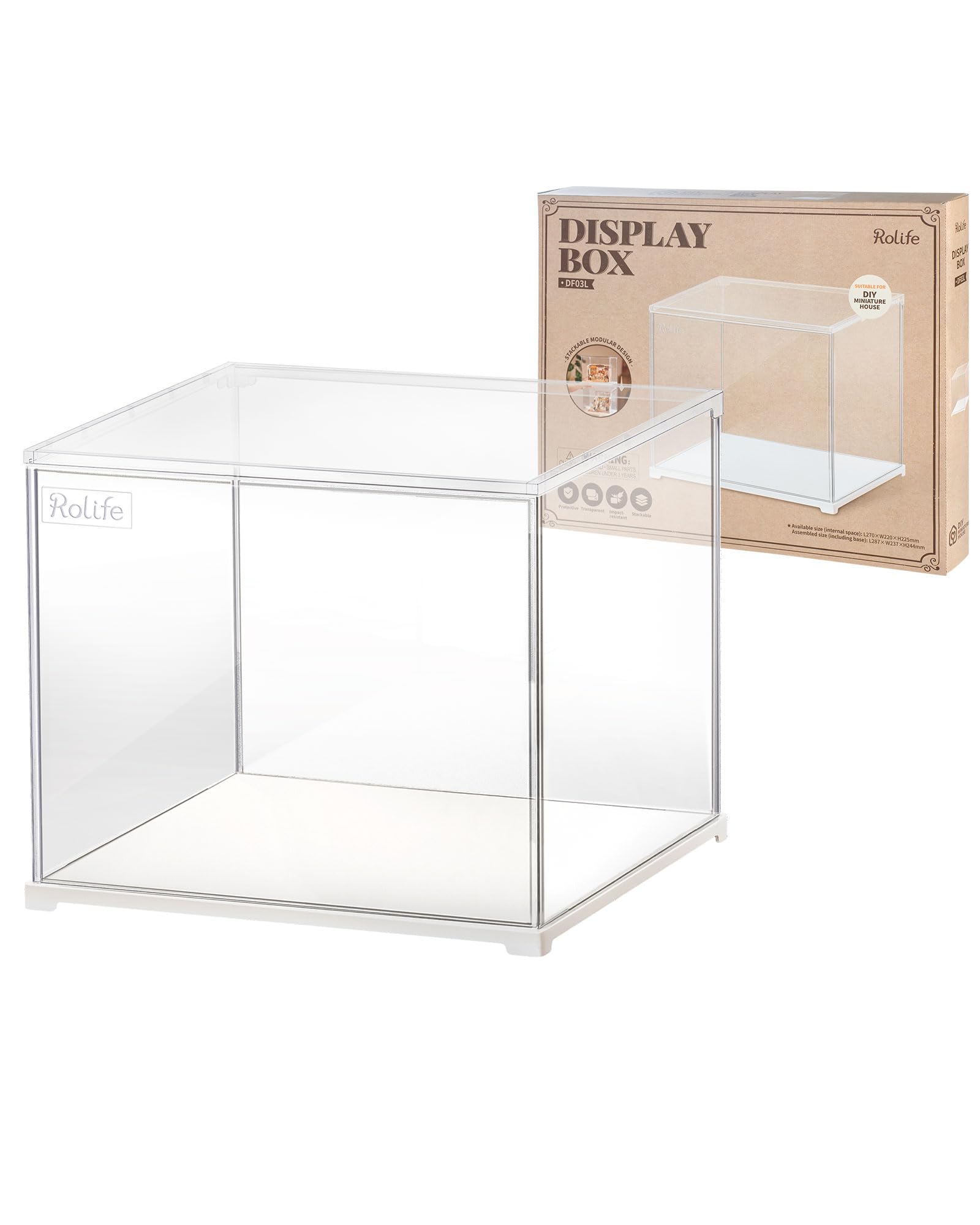 Rolife Dust Cover for Miniature House Building Sets, Stackable Acrylic Display C