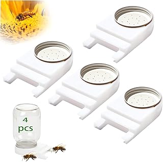 Naturezhen 4 Pack Beehive Entrance Feeder for Bees | Easy-install plastic bee feeder, dispenses water or sugar syrup, durable beekeeping equipment for efficient feeding
