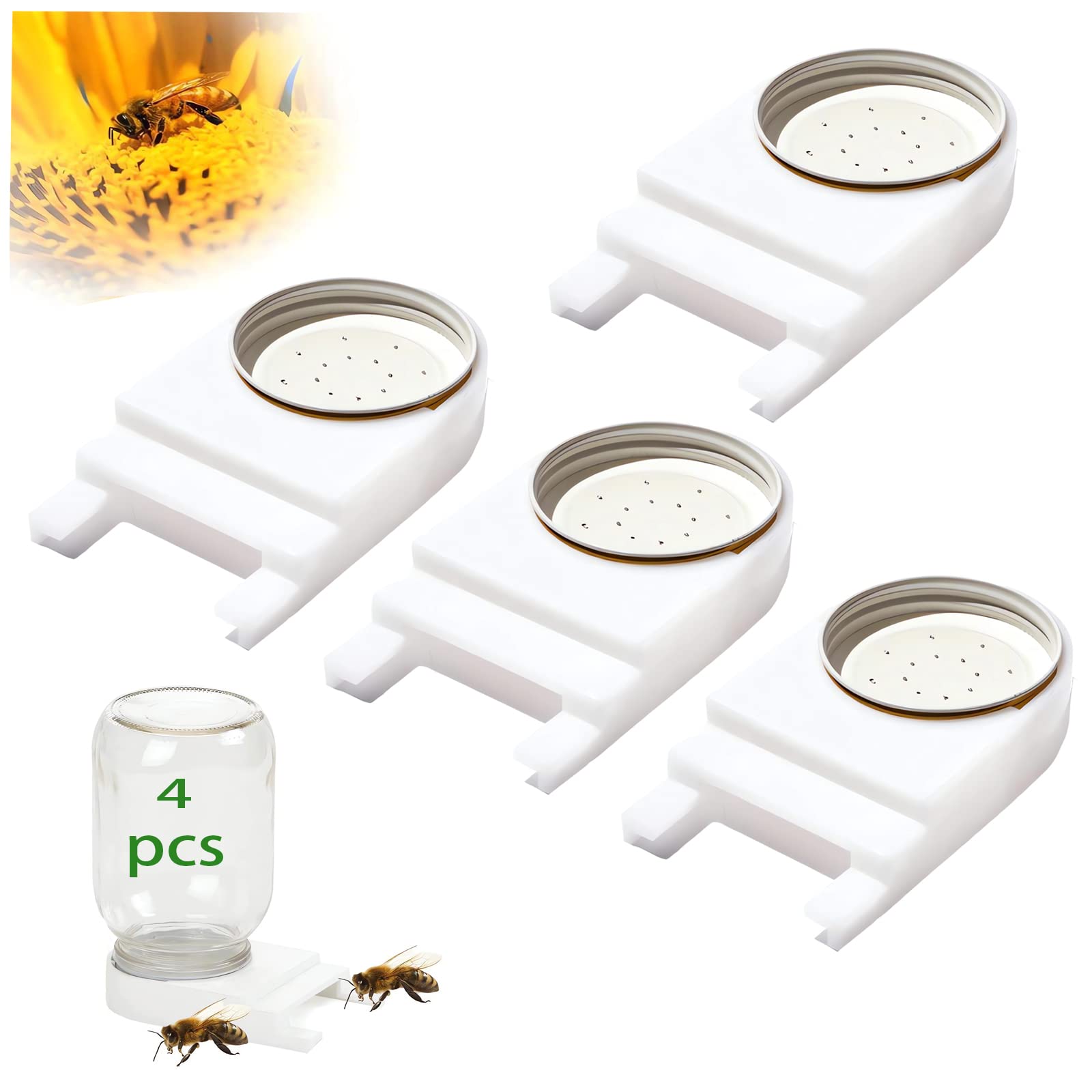 Naturezhen 4 Pack Beehive Entrance Feeder for Bees | Easy-install plastic bee fe