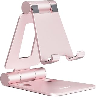 NULAXY A4 Universal Phone Holder Dock Stand for Mobile Phone Desk Compatible with iPhone 14 13 12 11 XS Max XR X 8 7 6, Samsung S10 S9 S8, Smartphones - Rose Gold
