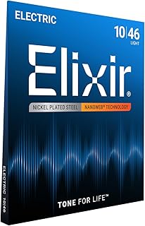 Elixir 12052 Strings Electric Guitar Strings w NANOWEB Coating, Light (.010-.046)