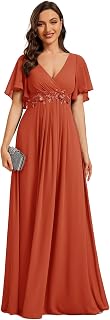 Ever-Pretty Elegant Evening Dresses Wedding Dresses Extra Long Women's Guest Dresses V Neck Chiffon High Waist EE01960