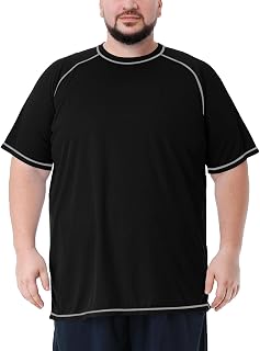 Idtswch Mens Big & Tall Swim Shirt UPF 50+ Rash Guard Quick Dry (2XL-8XL)